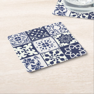 Posavasos Cuadrado De Papel Práctico de costa con el modelo de Azulejos