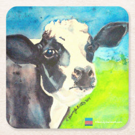 Posavasos Cuadrado De Papel Práctico de costa de la vaca