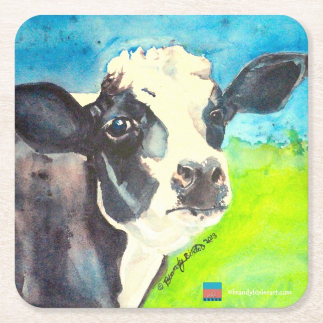 Posavasos Cuadrado De Papel Práctico de costa de la vaca (Anverso)