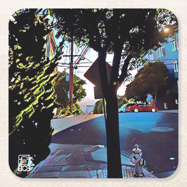 Posavasos Cuadrado De Papel Práctico de costa de papel de San Francisco Nob (Anverso)