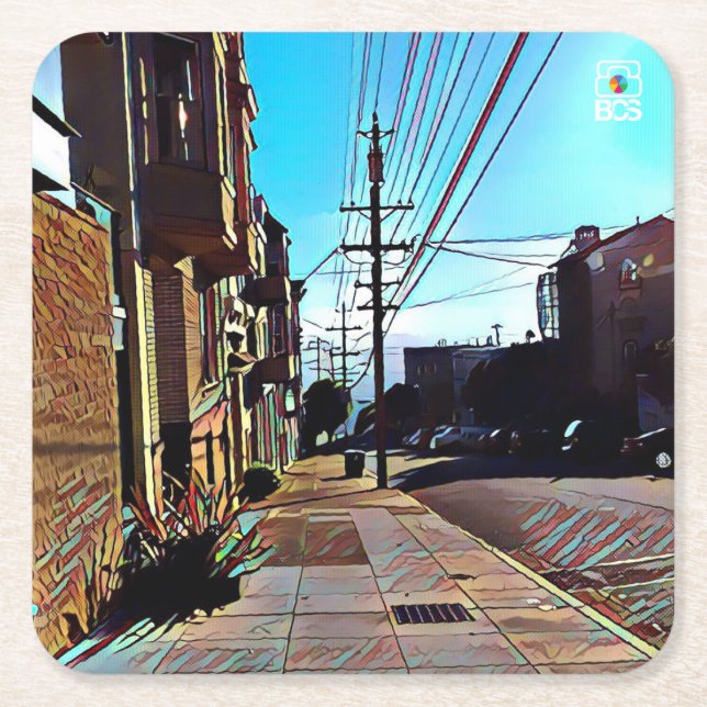 Posavasos Cuadrado De Papel Práctico de costa de papel de San Francisco Nob (Anverso)