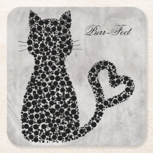 Posavasos Cuadrado De Papel Práctico de costa del gato del Ronroneo-Fect