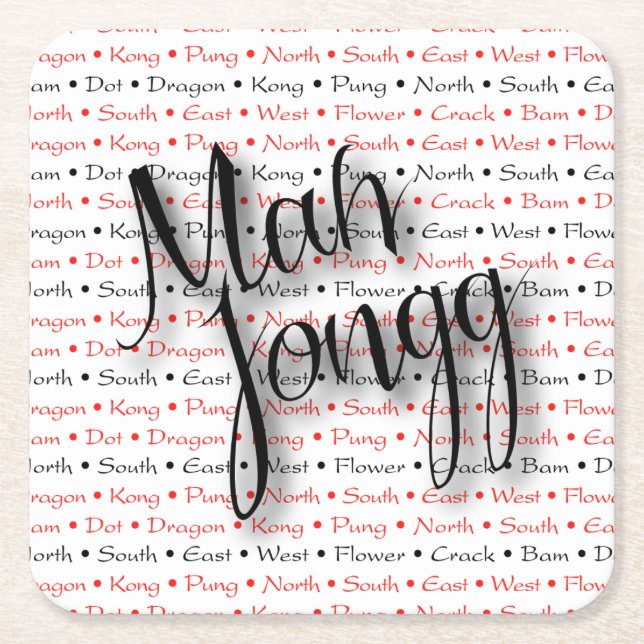 Posavasos Cuadrado De Papel Práctico de costa del Mah Jongg (Anverso)