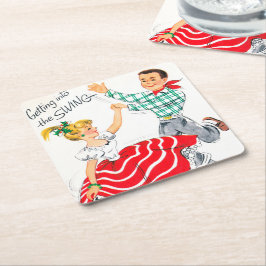 Posavasos Cuadrado De Papel Práctico de costa festivo del fiesta de los pares