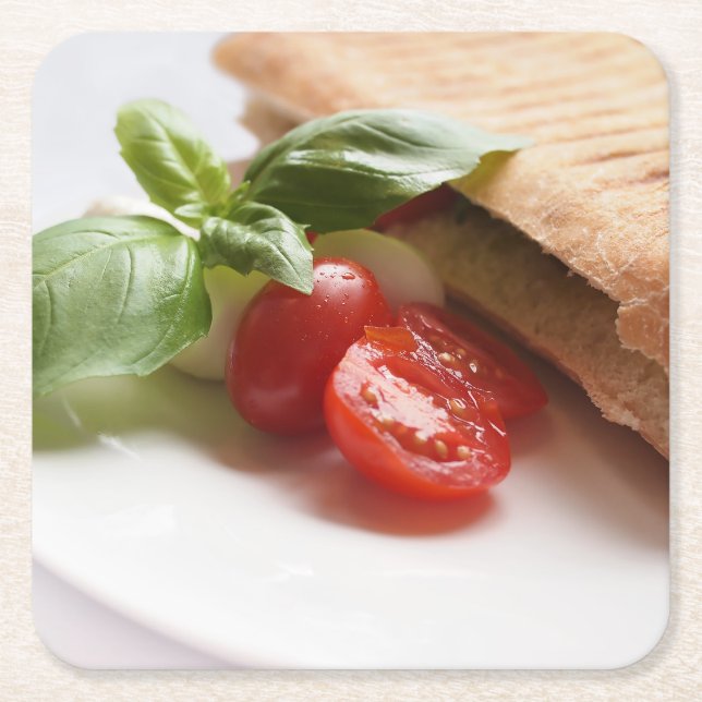 Posavasos Cuadrado De Papel Práctico de costa italiano de la comida (Anverso)