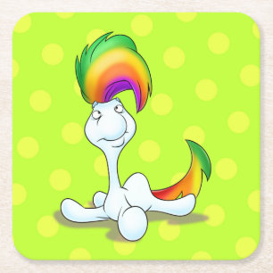 Posavasos Cuadrado De Papel Práctico de costa lindo del dibujo animado