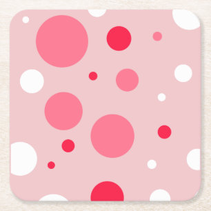 Posavasos Cuadrado De Papel Práctico de costa rosado de los lunares