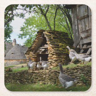 Posavasos Cuadrado De Papel Práctico de costa tradicional de la granja del