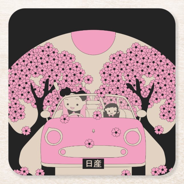 Posavasos Cuadrado De Papel Prácticos de costa de Figaro (Anverso)