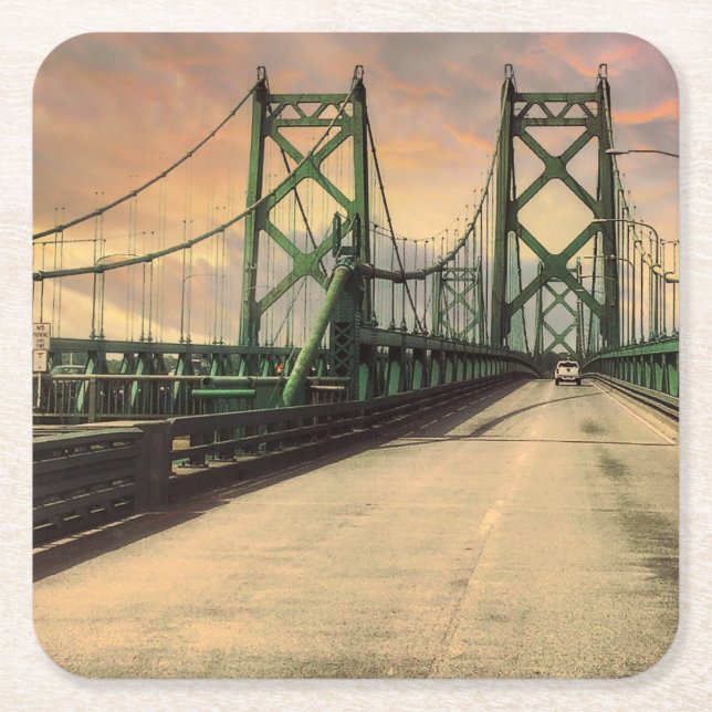 Posavasos Cuadrado De Papel Prácticos de costa de los puentes (Anverso)
