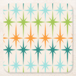 Posavasos Cuadrado De Papel Prácticos de costa de papel duros geométricos de<br><div class="desc">Vintage. Geometrics. Starbursts. Si usted ama cualesquiera de esas palabras, los prácticos de costa de papel duros geométricos de este Starbursts del vintage retro están para usted. Características del este diseño moderno de los mediados de siglo un fondo poner crema con filas de la turquesa, de la verde lima, del...</div>