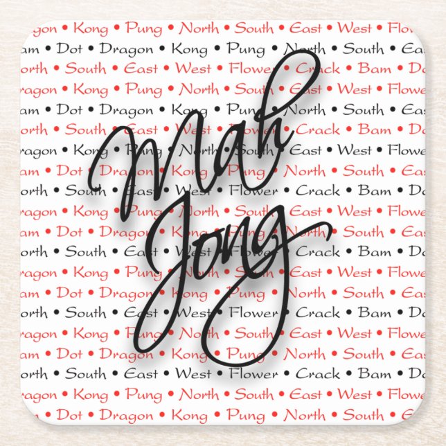 Posavasos Cuadrado De Papel Prácticos de costa del Mah Jongg (Anverso)