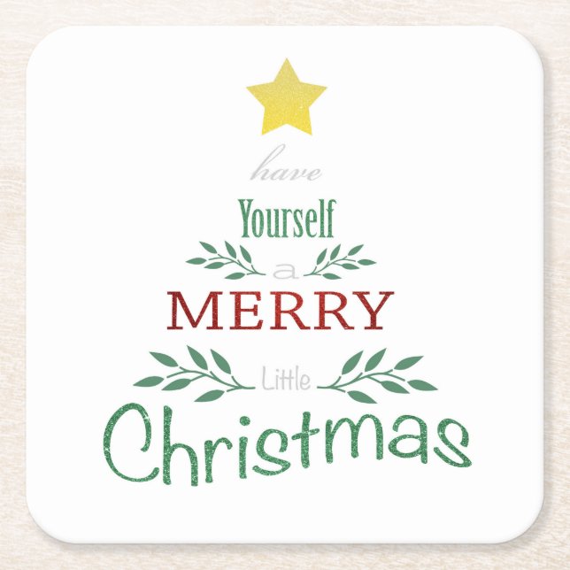 Posavasos Cuadrado De Papel Prácticos de costa del navidad (Anverso)