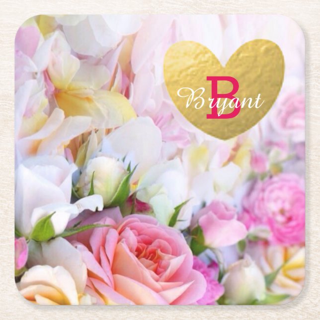 Posavasos Cuadrado De Papel Prácticos de costa florales de encargo elegantes (Anverso)