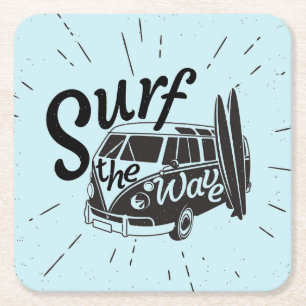 Posavasos Cuadrado De Papel Practique surf la onda