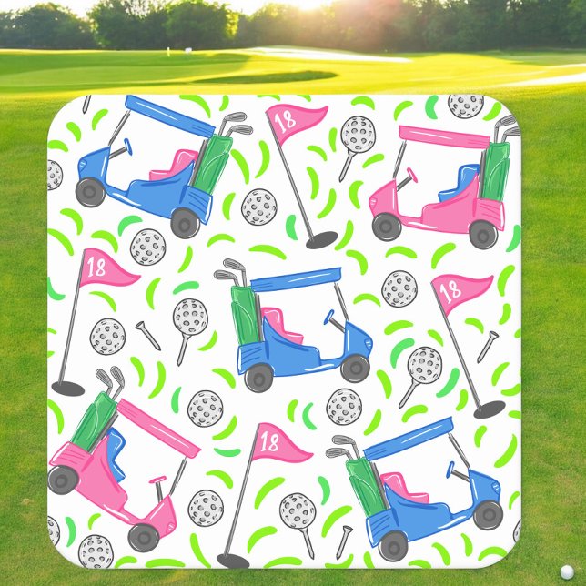 Posavasos Cuadrado De Papel Preámbulo de golf verde azul rosa (Subido por el creador)