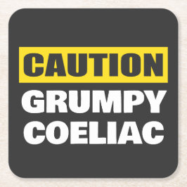 Posavasos Cuadrado De Papel Precaución Grumpy Coeliac Celiac Funny