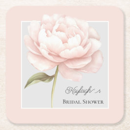 Posavasos Cuadrado De Papel Preciosa Rosa Blanca Rosa Flor Bridal Shower