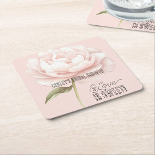 Posavasos Cuadrado De Papel Preciosa Rosa Blanca Rosa Flor Regalo de Boda