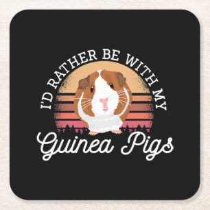 Posavasos Cuadrado De Papel Prefiero estar con mi Guinea Pig Cavy Roddent