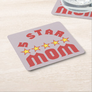 Posavasos Cuadrado De Papel Premio Mamá de 5 Estrellas