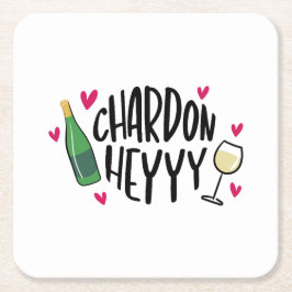 Posavasos Cuadrado De Papel Preppy Chardonnay Funny