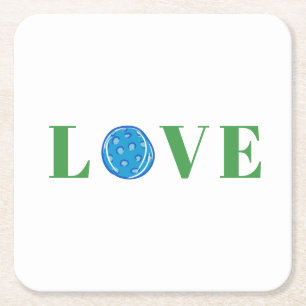 Posavasos Cuadrado De Papel Preppy Pickleball Love