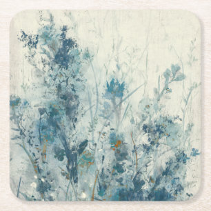 Posavasos Cuadrado De Papel Primavera azul
