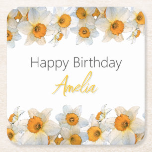 Posavasos Cuadrado De Papel Primavera Daffodil