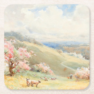 Posavasos Cuadrado De Papel Primavera de cosecha de Joseph Rubens Powell