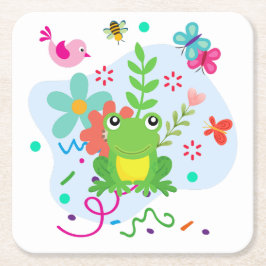 Posavasos Cuadrado De Papel Primavera en el jardín