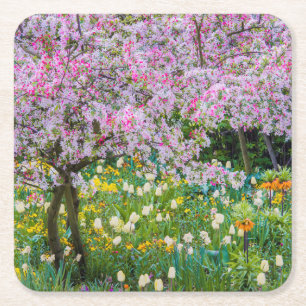 Posavasos Cuadrado De Papel Primavera en el jardín de Claude Monet