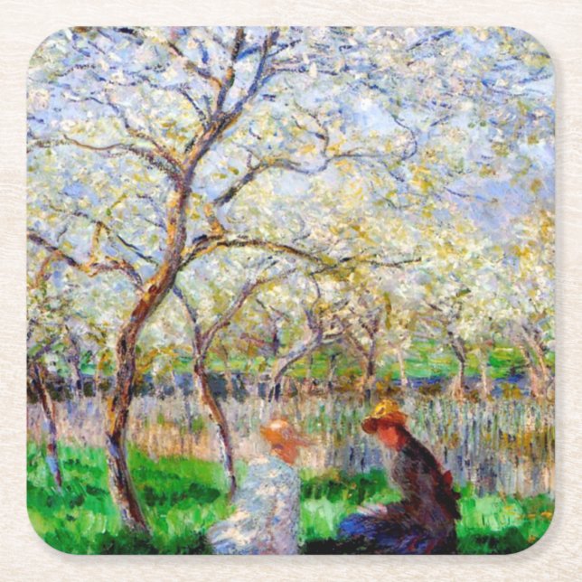 Posavasos Cuadrado De Papel Primavera, Monet (Anverso)