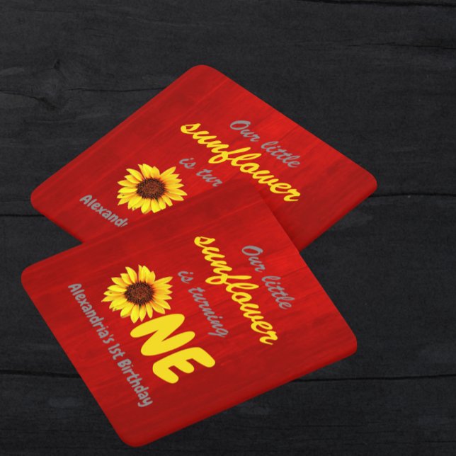 Posavasos Cuadrado De Papel Primer cumpleaños de Little Sunflower (Subido por el creador)