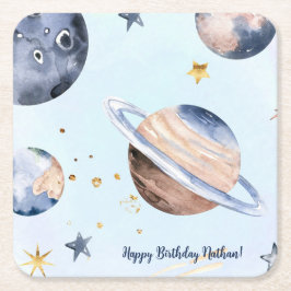 Posavasos Cuadrado De Papel Primer viaje alrededor del sol