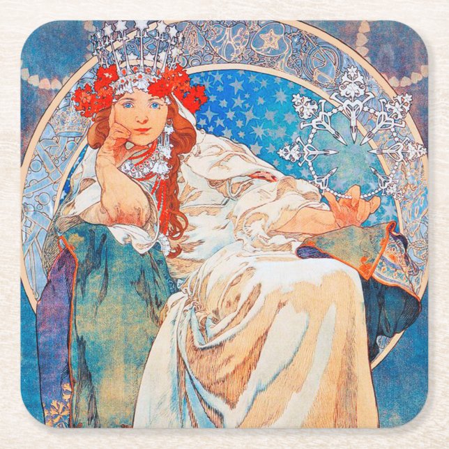 Posavasos Cuadrado De Papel Princesa Hyacinth, Mucha (Anverso)
