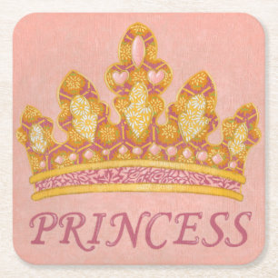 Posavasos Cuadrado De Papel Princesa Jeweled Crown de Chariklia Zaris