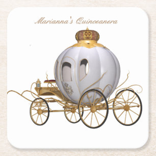 Posavasos Cuadrado De Papel Princesa Quinceanera del cuento de hadas