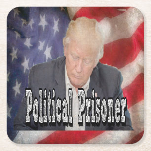 Posavasos Cuadrado De Papel Prisionero político de Trump