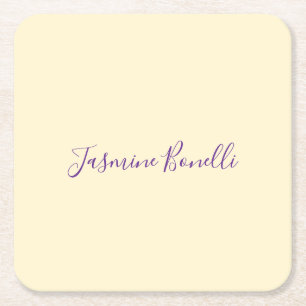 Posavasos Cuadrado De Papel Profesional Minimalista Moderno Color Beige Pastel