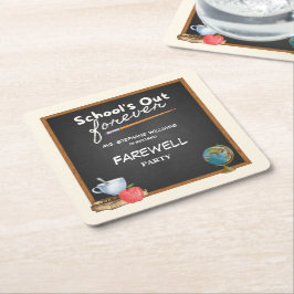 Posavasos Cuadrado De Papel Profesor retirado Chalkboard Fiesta de despedida