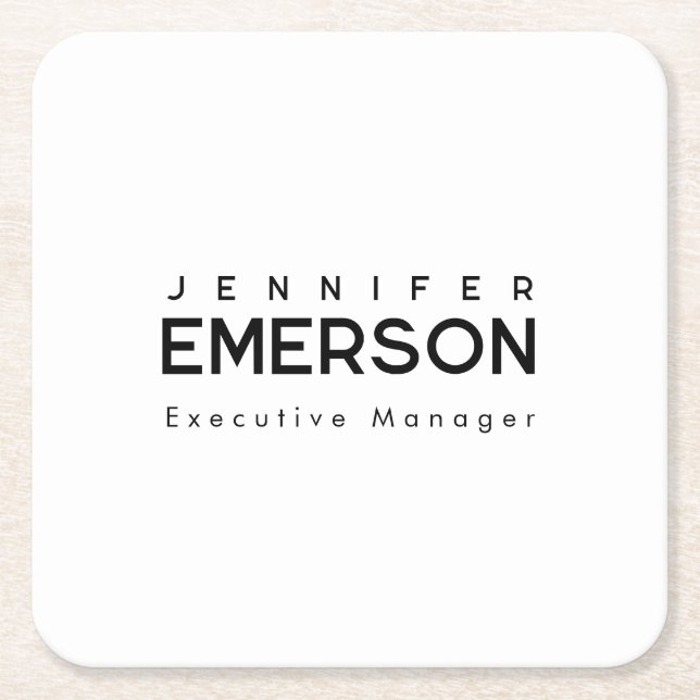 Posavasos Cuadrado De Papel Professional minimalist modern plain (Anverso)