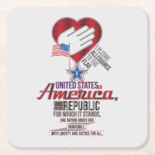 Posavasos Cuadrado De Papel Promesa de Lealtad de los Estados Unidos