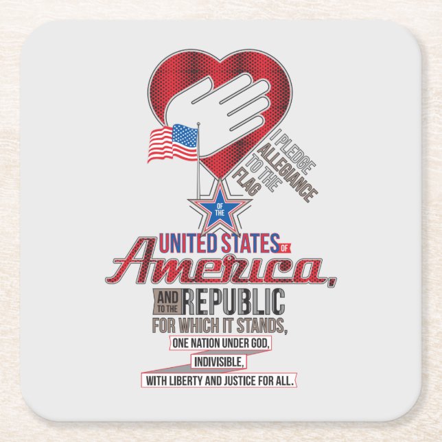 Posavasos Cuadrado De Papel Promesa de Lealtad de los Estados Unidos (Anverso)
