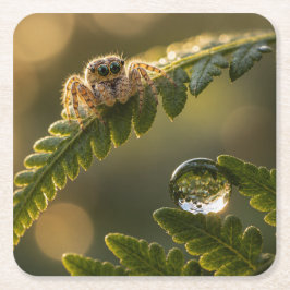 Posavasos Cuadrado De Papel Protector del Bosquecillo Coaster - Araña Saltarin