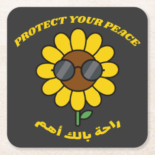 Posavasos Cuadrado De Papel Protege Tu Paz راحة بالك أهم Girasol