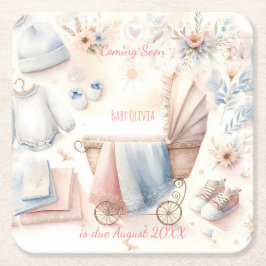 Posavasos Cuadrado De Papel Próxima invitación a la invitación