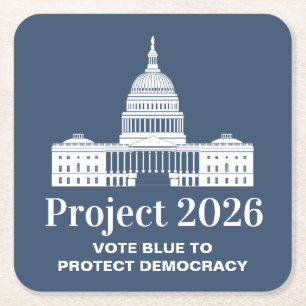 Posavasos Cuadrado De Papel Proyecto 2026 Vota por la Democracia