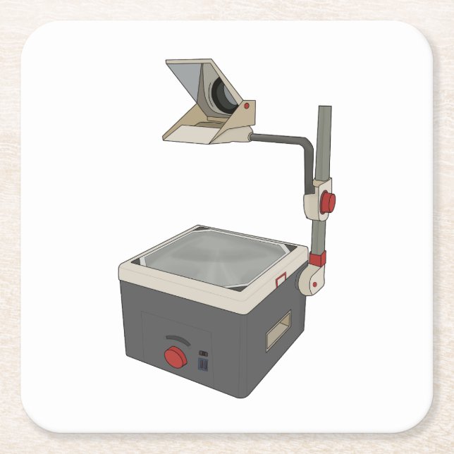 Posavasos Cuadrado De Papel Proyector de cabeza de OHP 80s 90s (Anverso)