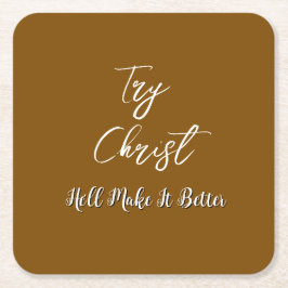 Posavasos Cuadrado De Papel Prueba a Christ Brown